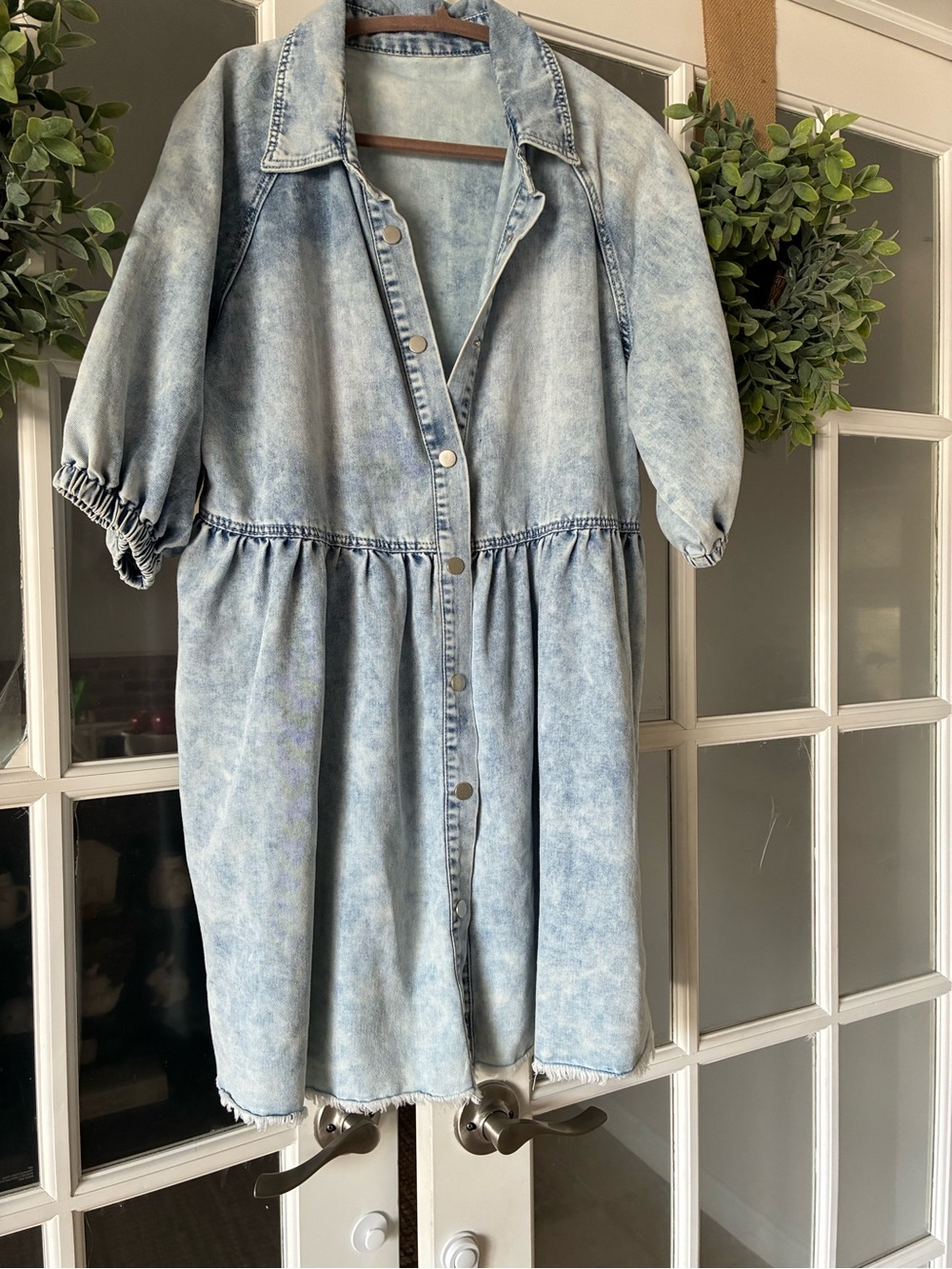 Light Wash Denim Button-Front Dress
